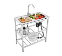 Évier Inox Autoportant Avec Robinet Et Filtre Grande Praticité Bassine De Préparation Professionnel, Évier Utilitaire D'extérieur Sur Pied, Cuisine Commerciale