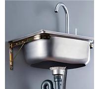 Évier Inox de Cuisine,Professionnel Extérieur Évier De Jardin avec Robinet Évier utilitaire1compartiment Cuve Simple Évier Extérieur Autoportant Plonge Inox pour Garage Restaurant Buanderie-48cm