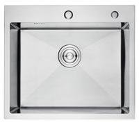 Évier inox - Un bac - 55 x 45 cm - Avec panier de vidange - Pour cuisine