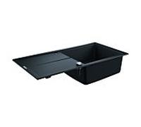 Évier intégré Grohe K400 composite 31641AP0 1000x500mm, 1 bac avec égouttoir, granit noir