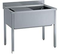 Évier KBS 1200 x 700 x 850 mm avec dosseret, 1 cuve sans fond