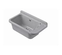 Évier mural utilitaire 60 cm PP Gris - Cuve 45x25x21 cm - Bonde inox + trop-plein - Siphon + fixations inclus