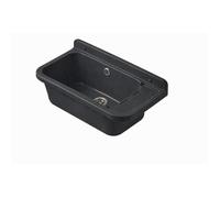 Évier mural utilitaire 60 cm PP Noir - Cuve 45x25x21 cm - Bonde inox + trop-plein - Siphon + fixations inclus