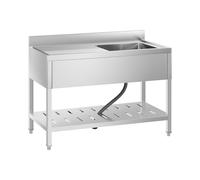 Évier professionnel - 1 bac - Inox - 120 x 60 cm | Royal Catering