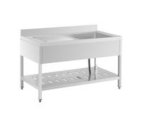 Royal Catering RCSSS-140X70-S Évier Professionnel Inox Plonge Professionnelle Sur Pied (Dimensions : 140 x 70 cm, Bac : 510x520x245 mm, Acier inoxydable)