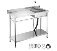 Évier professionnel autoportant à cuve unique - VEVOR - SS1200-3 - Inox - 1 bac - 120x50x94 cm