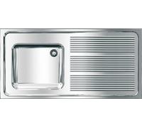 Évier professionnel KWC, modèle MAXIMA, en acier inoxydable, dimensions 1200 x 382 x 600 mm, avec système de récupération des eaux de rinçage situé sur le côté droit