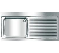 Évier professionnel KWC, modèle MAXIMA, en acier inoxydable, dimensions 1400 x 432 x 700 mm, avec système de récupération des eaux de rinçage situé sur le côté droit