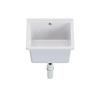 Évier QLS, Lavabo Blanc, Polypropylène, 40 x 38 cm, Montage Mural, Classique, Idéal pour Garage, Chaufferie, Atelier, Buanderie