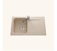 Évier résine beige moucheté Ewi ZIGGY 1 bac 1 égouttoir 500x860