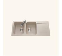 Évier résine beige moucheté Ewi ZIGGY 2 bacs 1 égouttoir 500x1160