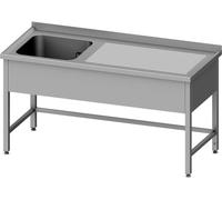 Evier sans fond, 1600x600x850 mm, avec une cuve à gauche, avec rebord, soudé