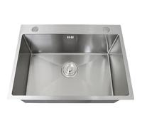 Evier Simple Cuisine Inox Carré Finition Satiné - KuKoo - 1 Bac - Sans égouttoir