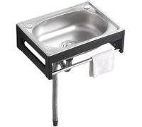 Évier Simple en Acier Inoxydable, évier De Cuisine avec Support, Petit évier Utilitaire, évier Mural, pour Buanderie, Garage, Intérieur, Extérieur, Restaurant, Industriel., No Faucet, 48X35X16cm