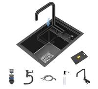 Évier simple en acier inoxydable invisible avec couvercle Siphon intégré pour économiser de l'espace pour cuisine, bar, camping-car