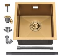 Évier sous-plan bac simple inox - 45 x 45 cm - Couleur or - Profondeur 20 cm - Pour cuisine, balcon et buanderie