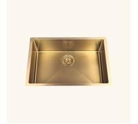 Evier sous-plan inox PVD doré LEGATO 1 bac 660x440 - Grille et cache bonde doré inclus