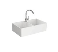 Evier timbre d'office 2 bac à poser VITRA Belfast Blanc