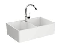Evier timbre d'office 2 bac à poser VITRA Belfast Blanc