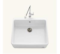 Évier timbre d'office céramique blanc EKIO I 1 bac 500 (+/-5 mm)x595 (+/-5 mm)