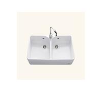 Évier timbre d'office céramique blanc EKIO II 2 bacs 500x795
