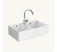 Évier timbre d'office céramique blanc VitrA BELFAST 2 bacs 490x795