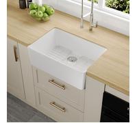 Évier Timbre d'Office DeerValley série Ferme - Bac profond 60,5 x 40,8 cm avec rebord intégré et accessoires inclus