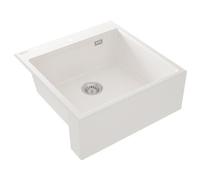 Évier timbre d'office granit blanc Deante ERIDAN 1 bac 600x610 Blanc