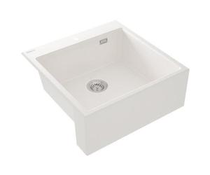 Évier timbre d'office granit blanc Deante ERIDAN 1 bac 600x610 Blanc