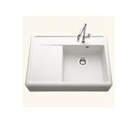 Evier timbre d'office granit blanc grisé KIWI 1 grand bac 1 égouttoir