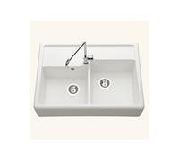 Evier timbre d'office granit blanc grisé KIWI 2 bacs