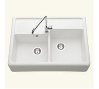 Évier timbre d'office granit blanc grisé Kümbad KIWI 2 bacs 630x895