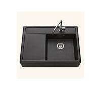 Evier timbre d'office granit noir KIWI 1 grand bac 1 égouttoir