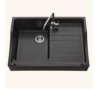 Évier timbre d'office granit noir Kümbad TAMARIN 1 bac 1 égouttoir 610 (+/-2 mm)x895 (+/-3 mm)