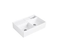 Evier timbre d'office VILLEROY ET BOCH Tradition 2 bacs 89,5 x 63 céramique vidage manuel blanc