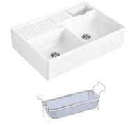 Evier timbre d'office VILLEROY ET BOCH Tradition 2 bacs 89,5 x 63 céramique vidage manuel blanc + Panier vaiselle