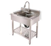 Évier utilitaire, en acier inoxydable, avec robinet rétractable, 75 cm (29,53 pouces)