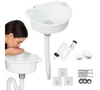 éVier Utilitaire En Plastique, Lavabo Mural Semi-Circulaire Pour Camping Avec Tuyau D'éVacuation De 75cm Gain De Place Pour Salles De Bain Wc InvitéS Jardins Camping Et Chantiers 29,5x21x10,5 Cm