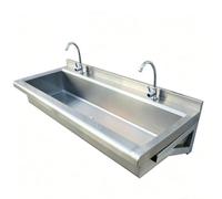 Évier Utilitaire Mural en Acier Inoxydable pour Cuisine Professionnelle | Acier Inoxydable, Montage Mural, Espace Commercial, Robinet Inclus, Robuste(SS304,39.4in*19.7in(with 2 taps))