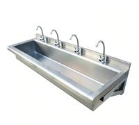 Évier Utilitaire Mural en Acier Inoxydable pour Cuisine Professionnelle | Acier Inoxydable, Montage Mural, Espace Commercial, Robinet Inclus, Robuste(SS201,59.1in*19.7in(with 4 taps))