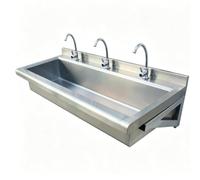 Évier Utilitaire Mural en Acier Inoxydable pour Cuisine Professionnelle | Acier Inoxydable, Montage Mural, Espace Commercial, Robinet Inclus, Robuste(SS201,47.2in*19.7in(with 3 taps))