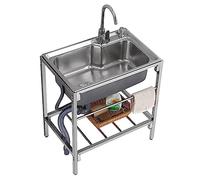 Évier Utilitaire Plonge Inox, Lavabo Cuisine 1 Bac, Évier de Jardin Extérieur Professionnel, Pour Faire La Plonge Cuisine De Restaurants, Salle De Bain, 71 x 47 x 75 cm
