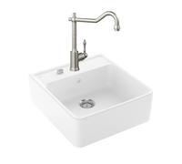 Evier VILLEROY ET BOCH Timbre d'office Tradition 1 bac vidage auto + Robinet de cuisine Avia 2.0 Acier Massif