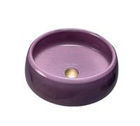 Éviers de salle de bain ronds en céramique violette avec robinet et drain Combo Fabriqué à la main Art moderne pour centre commercial, hôtel, bar, évier avec robinet