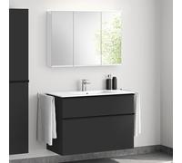 evineo ineo4 Meuble bas l: 101 cm, 2 tiroirs, avec poignée, vasque blanche, avec armoire de toilette,, BE0836WH+BE0202BM+BEA003MI+BL001197,