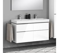 evineo ineo4 Meuble bas l: 119 cm, 4 tiroirs, avec poignée, pour lavabo double Geberit iCon & Acanto,, BE0223WH,