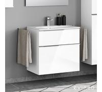 evineo ineo4 Meuble bas l: 74 cm, 2 tiroirs, avec poignée, pour lavabo Geberit Acanto Slim,, BE0226WH,