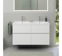 evineo ineo5 evo Meuble bas l: 119 cm, 4 tiroirs, avec poignée encastrée, pour double vasque Geberit iCon & Acanto,, BE0980WH,