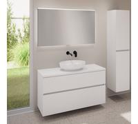 evineo ineo5 evo Meuble bas l: 120 cm, 2 tiroirs, vasque ineo6 l: 52 cm, blanc, avec miroir éclairé ineo,, BE0932WH+BE0959WM+BE0965WM+BEA012MI,