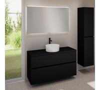 evineo ineo5 evo Meuble bas l: 120 cm, 2 tiroirs, vasque ineo7 Ø 36 cm blanche, avec miroir éclairé ineo,, BE0942WH+BE0959BM+BE0965BM+BEA012MI,
